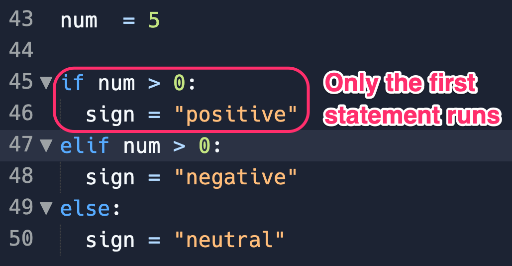 Screenshot of a conditional statement